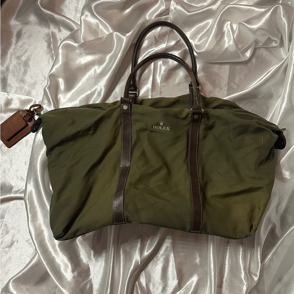 Vintage Rolex x Bobby Jones Forest Green Golf Bag with Brown Leather Accents